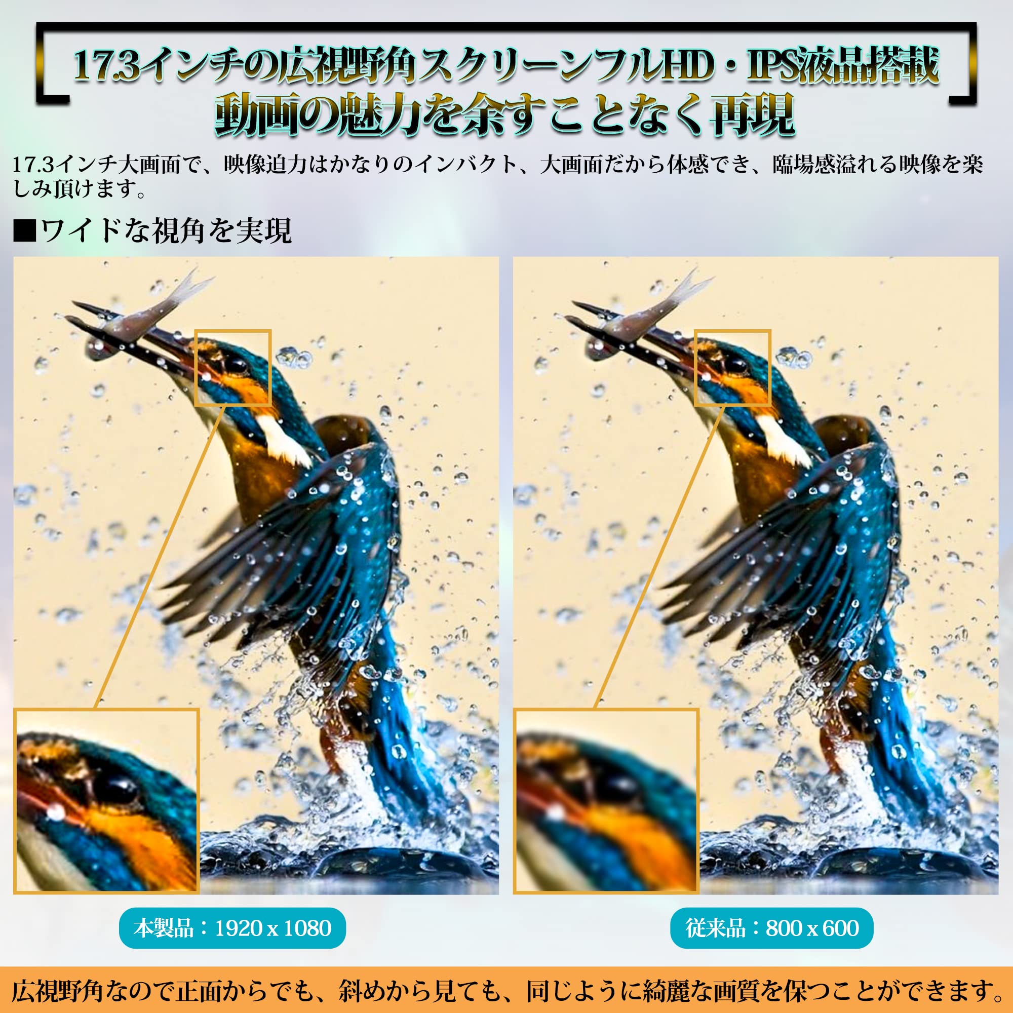 Amazon.co.jp: PORMIDOフリップダウンモニター 17.3インチ フルHD 大